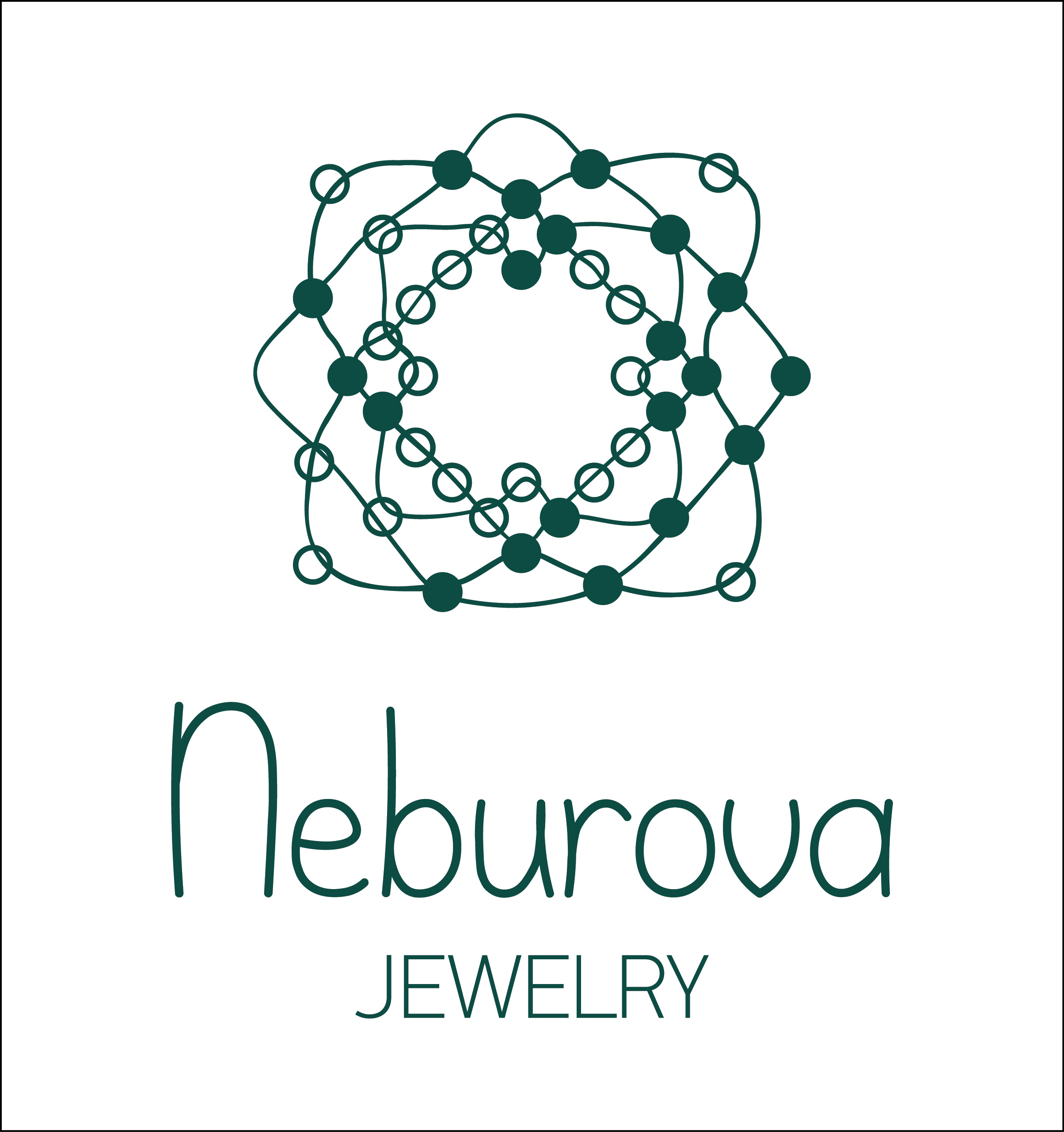 Зелёный графический знак и логотип Neburova Jewelry