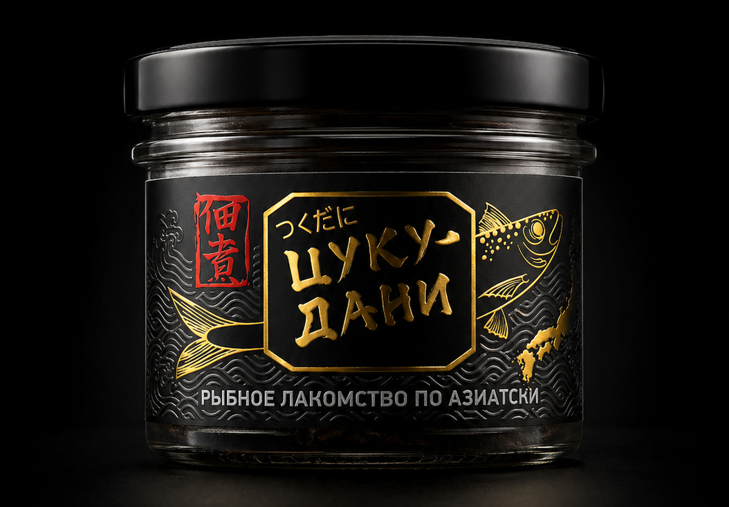 Цукудани — дизайн этикетки на банке